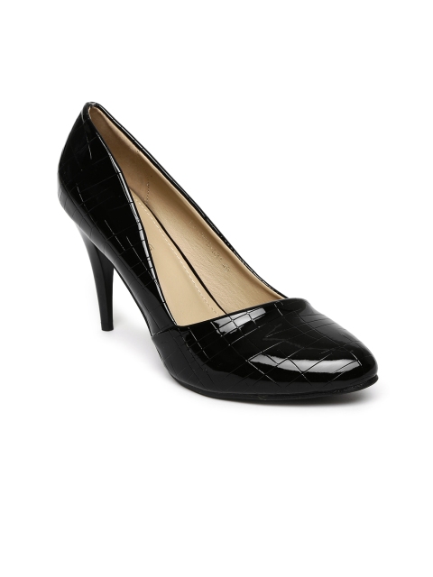 

Addons Women Black Pointy-Toed Patterned Pumps