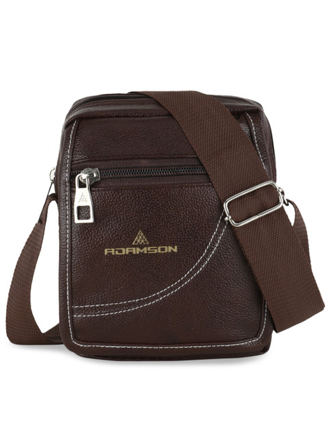 

ADAMSON Brown Embellished Bucket Sling Bag with Applique