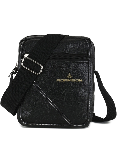 

ADAMSON Black Structured Sling Bag with Cut Work