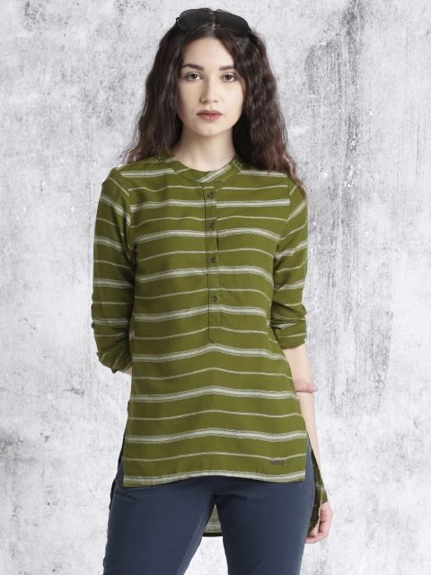 

Roadster Olive Green Striped Tunic