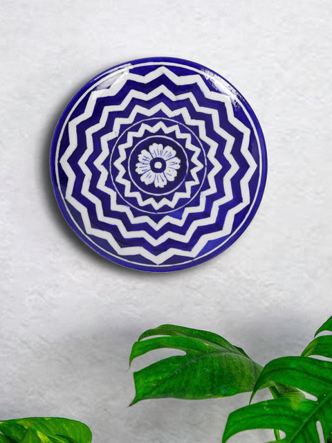 

EK White & Blue Printed Decorative Plate