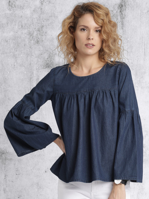 

Roadster Women Navy Blue Solid Top