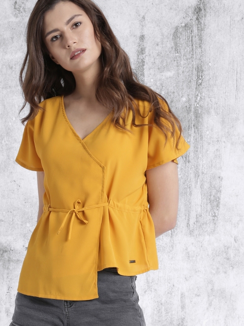 

Roadster Women Mustard Solid Boxy Top