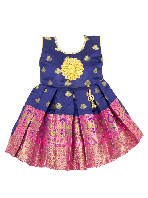 

AMIRTHA FASHION Blue Floral Jacquard A-Line Dress