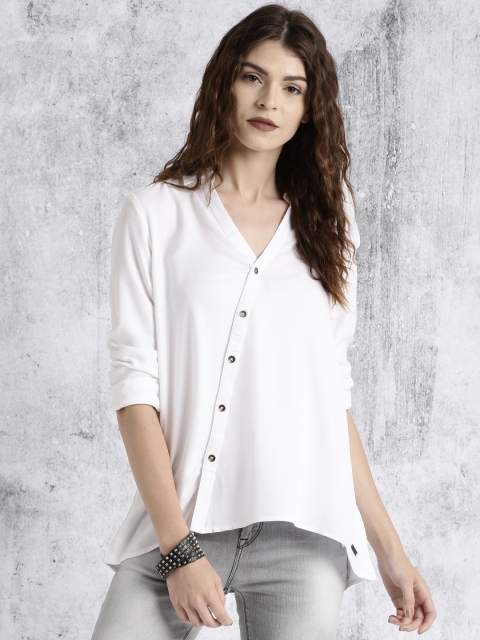 

Roadster Women White Solid Shirt Style Top