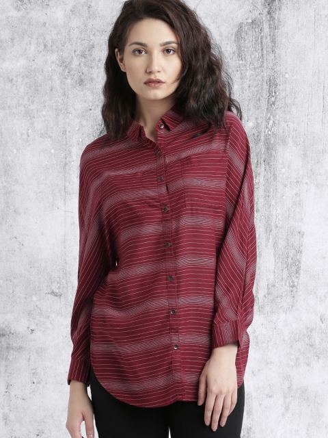 

Roadster Women Red & Grey Striped Shirt-Style Top
