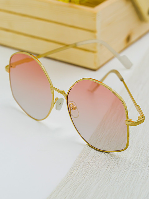

Bellofox Unisex Pink Lens & Gold-Toned Oversized Sunglasses