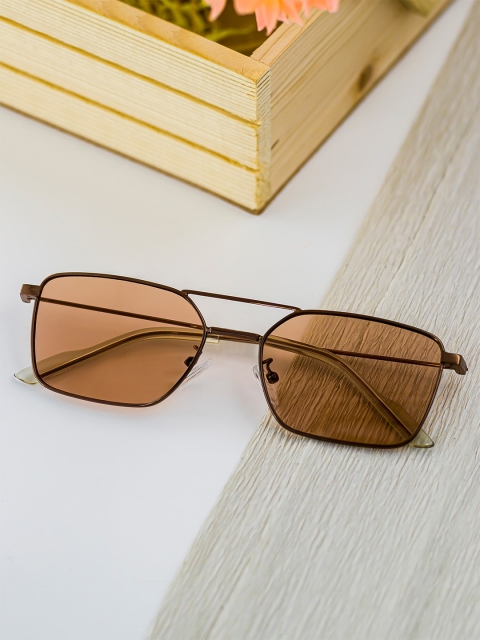 

Bellofox Women Brown Lens & Gold-Toned Rectangle Sunglasses, Beige