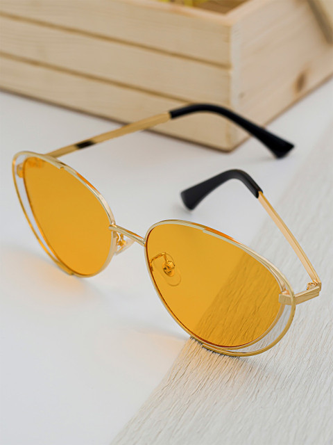

Bellofox Women Orange Lens & Gold-Toned Oval Sunglasses