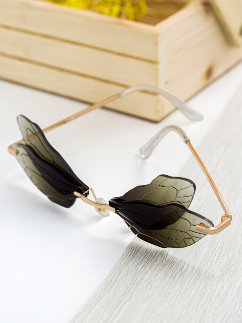 

Bellofox Women Green Lens & Gold-Toned Butterfly Sunglasses