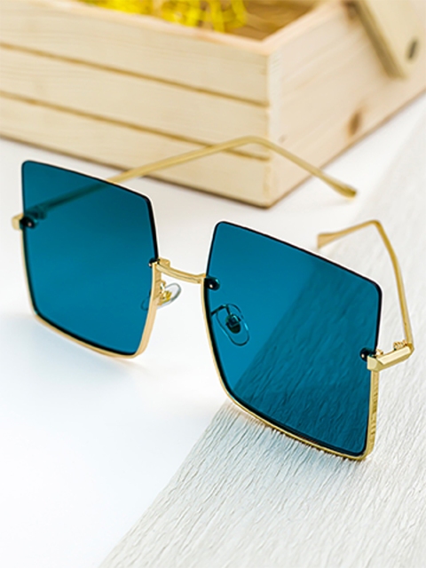 

Bellofox Unisex Blue Lens & Gold-Toned Square Sunglasses