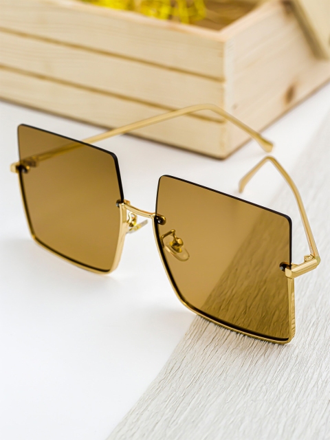 

Bellofox Unisex Brown Lens & Gold-Toned Square Sunglasses
