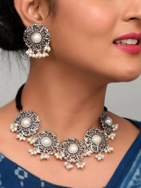 

AQUASTREET Oxidised Antique Silver-Plated Jewellery Set