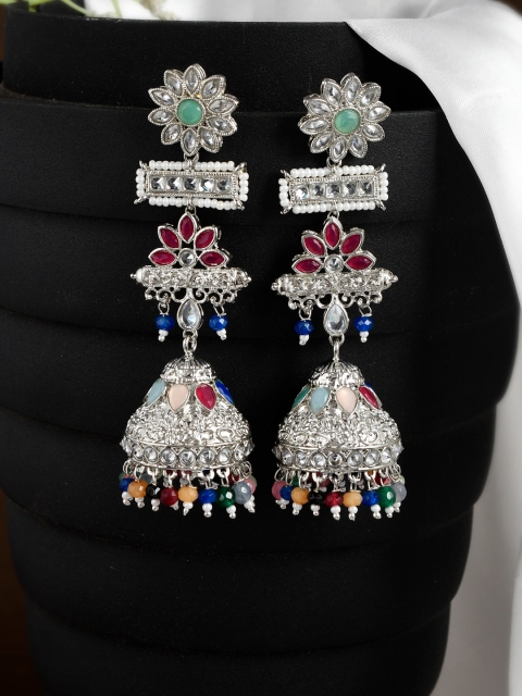 

AQUASTREET Orange & Silver Plated Colorful Dangle AD Earrings