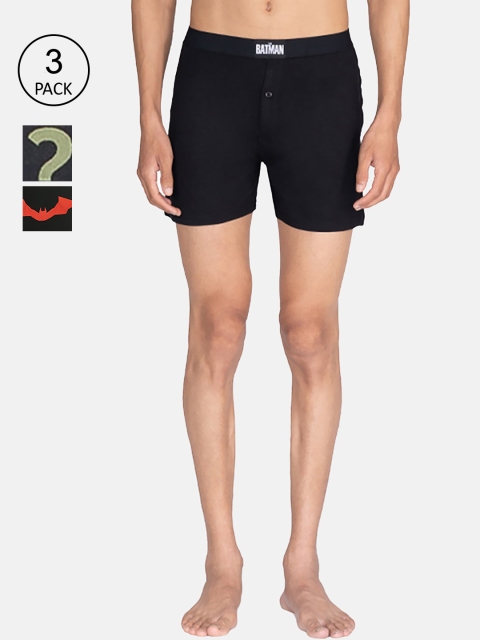 

SMUGGLERZ INC. Men Pack Of 3 Black Solid Boxers