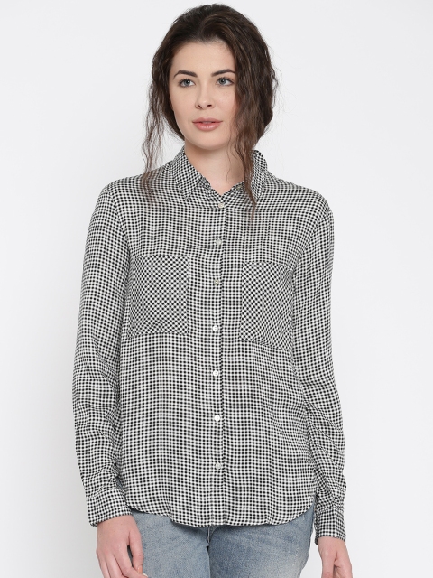 

ALCOTT Women White & Black Checked Casual Shirt