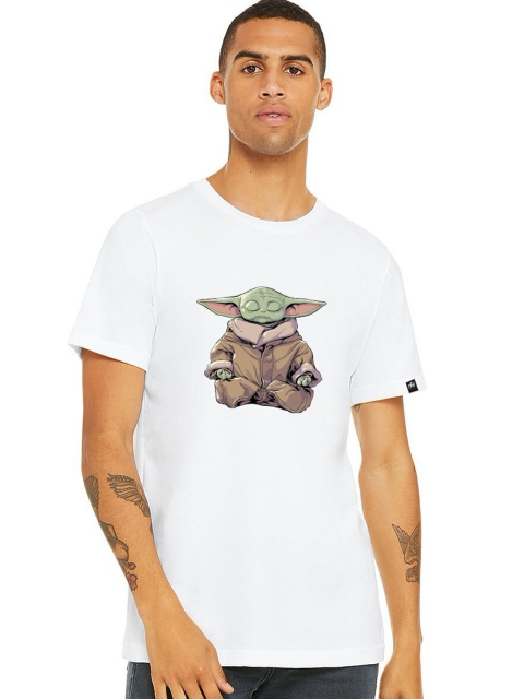 

Planet Superheroes Men White Star Wars Printed Pure Cotton T-shirt