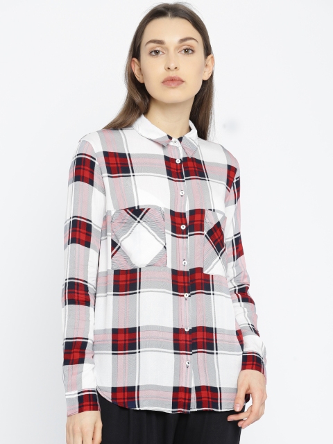 

ALCOTT Women White & Red Checked Casual Shirt