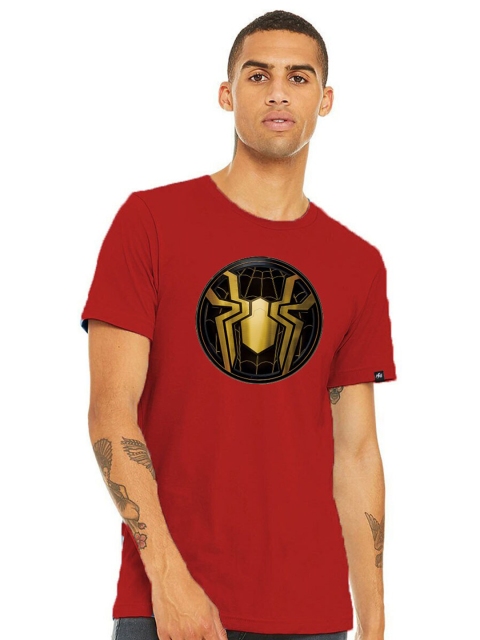 

Planet Superheroes Men Red Typography Spider-Man Printed Pure Cotton T-shirt