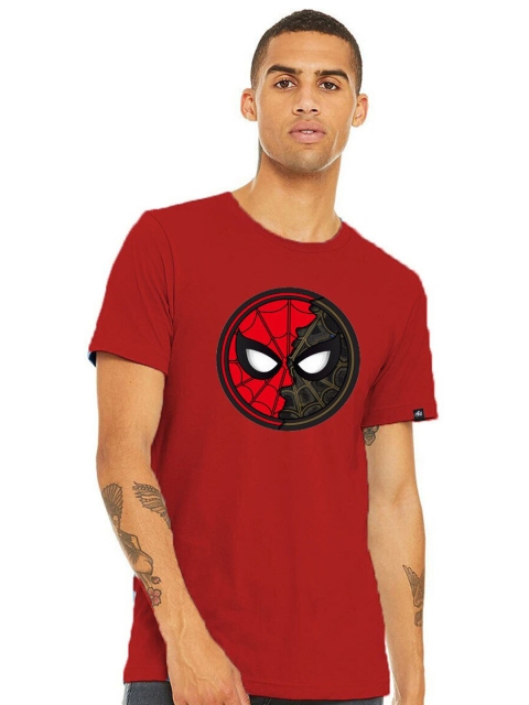 

Planet Superheroes Men Red Typography Spider-Man Printed Pure Cotton T-shirt
