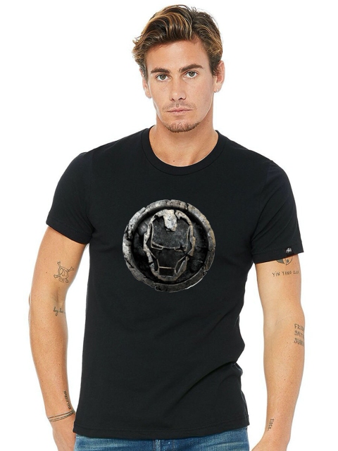 

Planet Superheroes Men Black Iron Man Printed Pure Cotton T-shirt