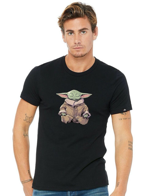 

Planet Superheroes Men Black Star Wars Printed Pure Cotton Applique T-shirt