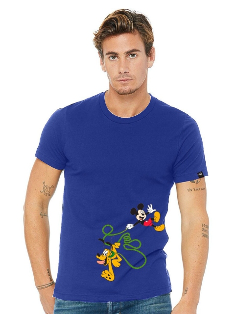 

Planet Superheroes Men Blue Printed Pure Cotton Applique T-shirt