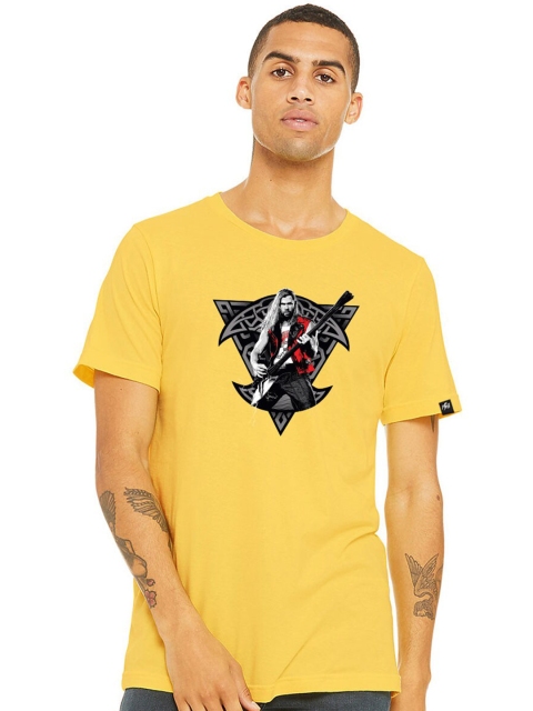 

Planet Superheroes Men Yellow Typography Printed Pure Cotton T-shirt