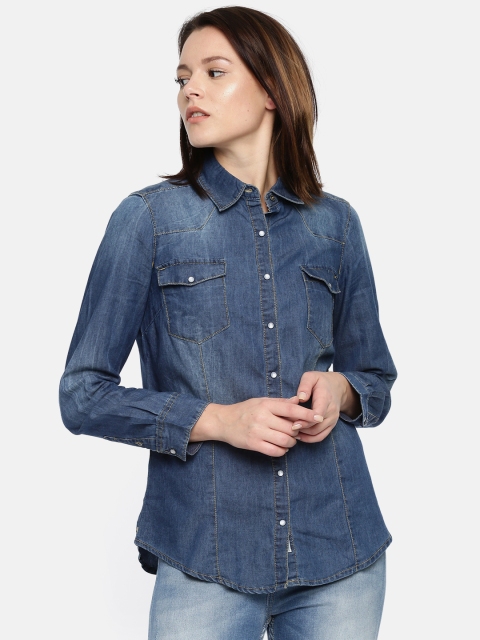

ALCOTT Women Blue Faded Casual Shirt