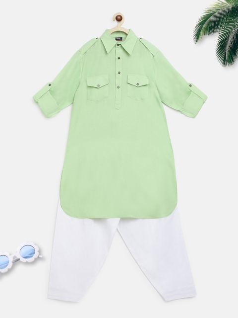 

Lil Tomatoes Boys Green Empire Kurta with Pyjamas