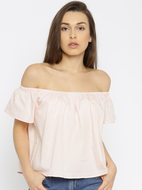 

ALCOTT Women Pink Solid Bardot Top