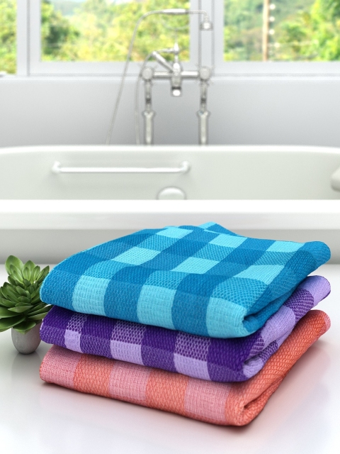 

Athom Trendz Set Of 3 Striped 210 GSM Cotton Bath Towels, Multi