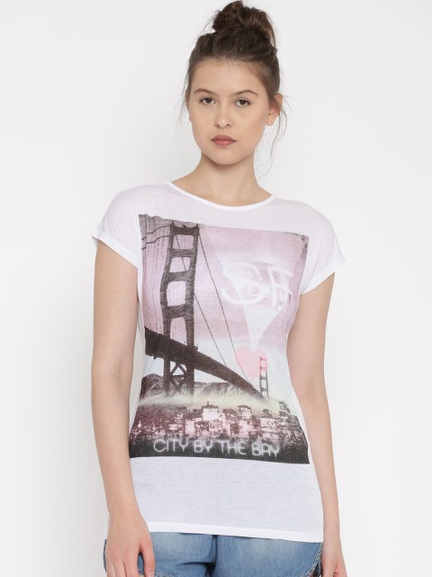 

ALCOTT Women White Printed T-shirt