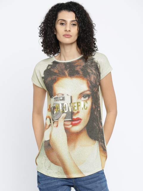 

ALCOTT Women Beige Printed Shimmer Top