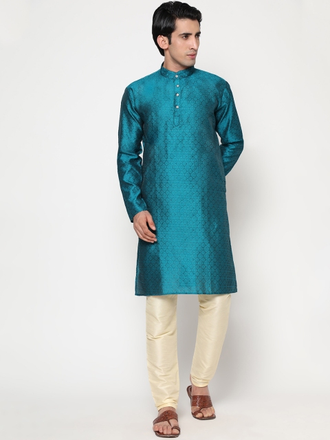 

Phenav Men Teal Thread Work Kurta