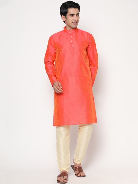 

Phenav Men Red Thread Work Kurta