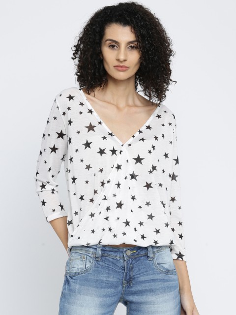 

ALCOTT Women White Printed Wrap Top