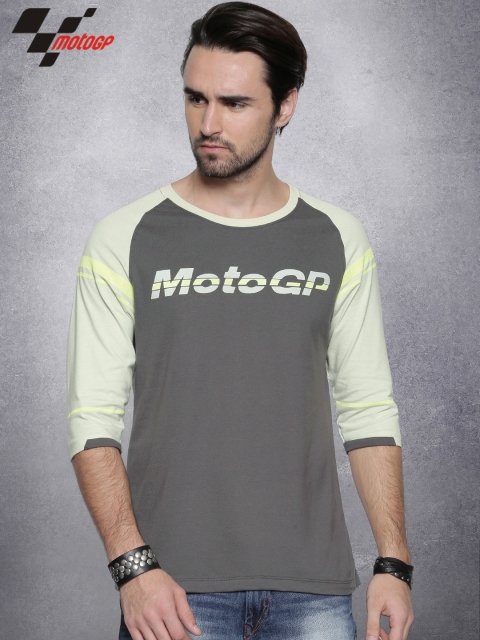 

RDSTR Moto GP Men Charcoal Grey Printed Round Neck T-shirt