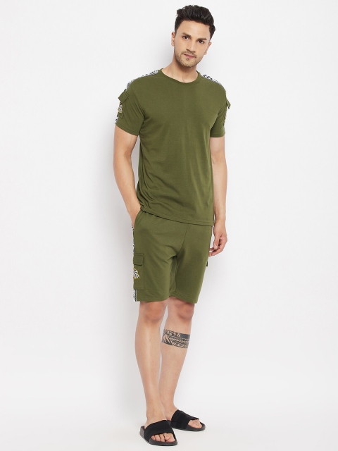 

FUGAZEE Men Olive Green Cotton Night Suit