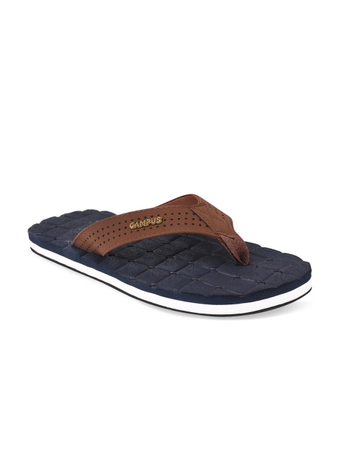 

Campus Men Blue & Brown Rubber Thong Flip-Flops