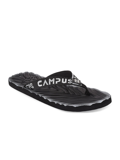 

Campus Men Black & Grey Printed Rubber Thong Flip-Flops