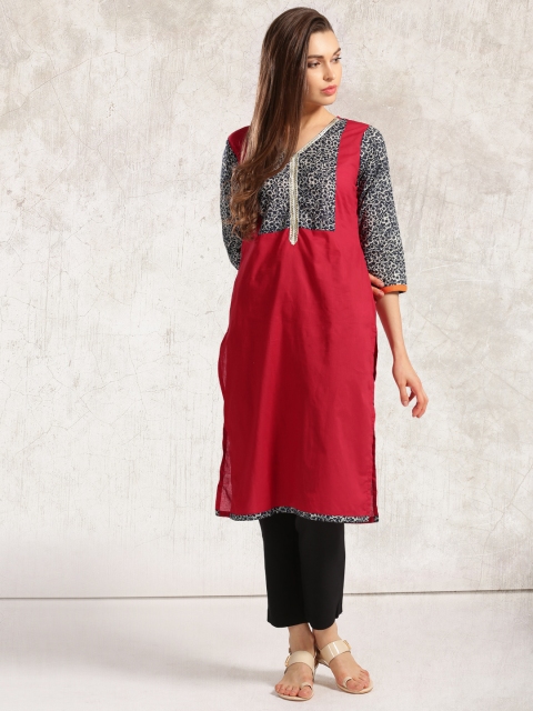 

Anouk Women Red Printed Straight Kurta