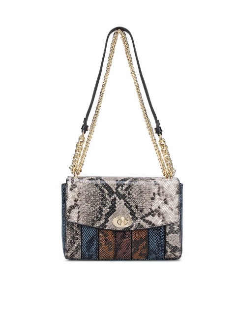 

Da Milano Grey Colourblocked Leather Structured Sling Bag