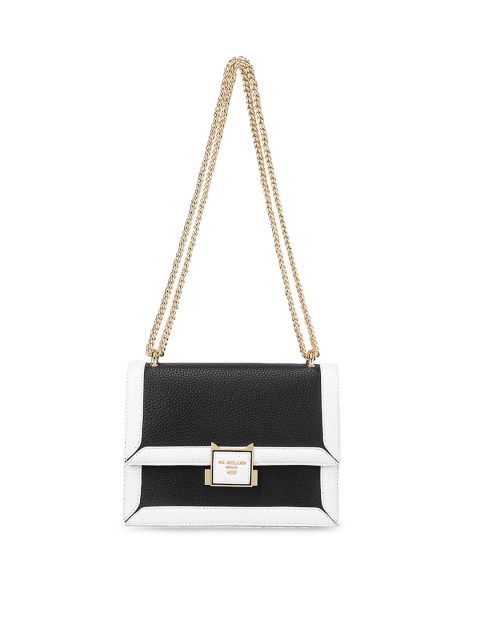 

Da Milano Black Leather Structured Sling Bag with Bow Detail