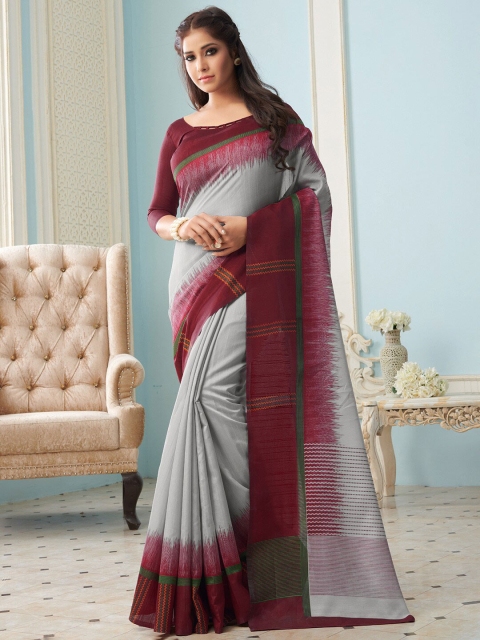 

Saree mall Grey & Maroon Art Silk Sarees