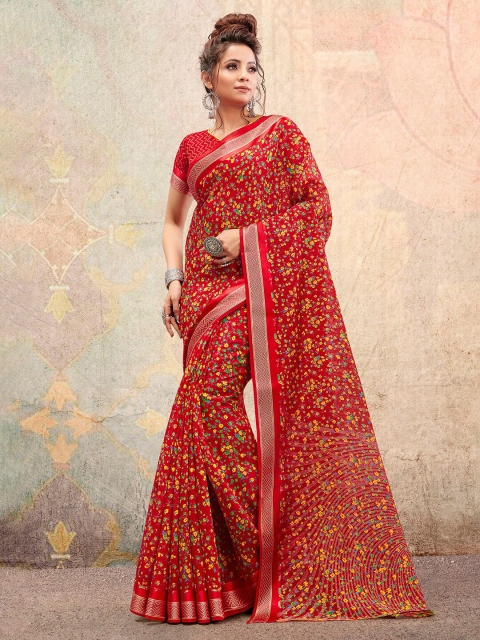 

Saree mall Maroon & Yellow Floral Silk Cotton Sarees