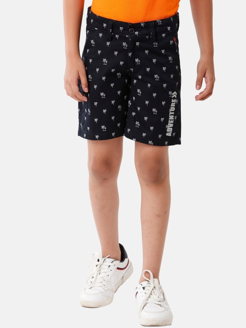 

CP BRO Boys Navy Blue Printed Slim Fit Shorts