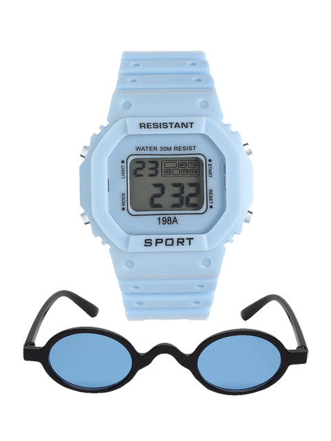 

Fantasy World Unisex Kids Grey Dial & Blue Bracelet Style Straps Digital Multi Function Watch
