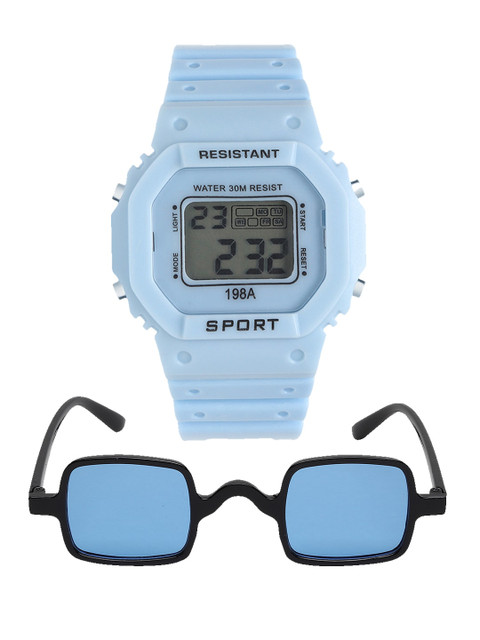 

Fantasy World Unisex Kids Grey Dial & Blue Bracelet Style Straps Digital Multi Function Watch