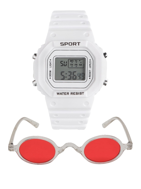 

Fantasy World Unisex Kids Grey Dial & White Bracelet Style Straps Digital Multi Function Watch